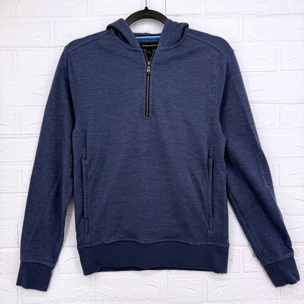 Banana Republic Hoodie Mens S Blue Quarter Zip Casual Long Sleeve Layering